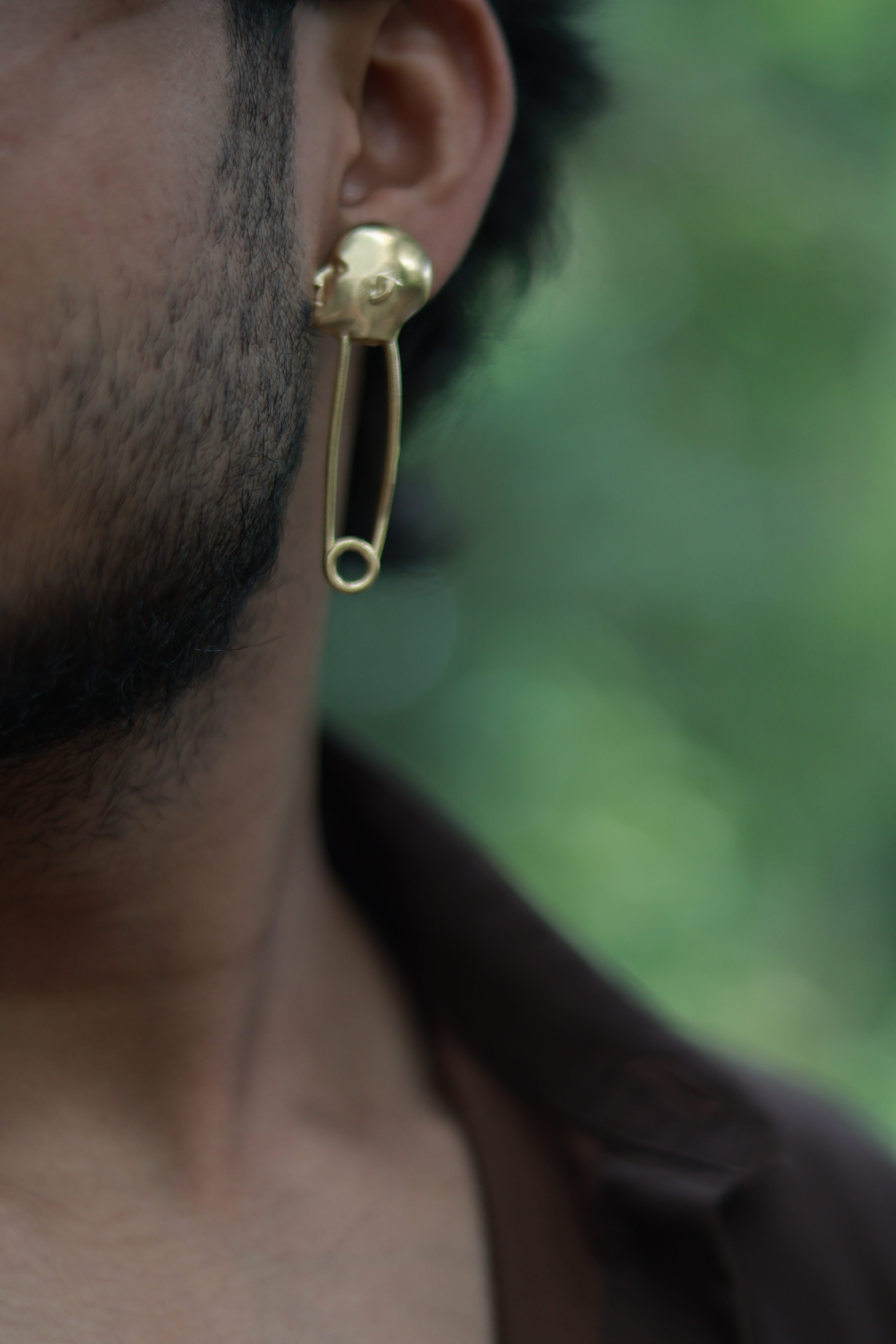 Head Safety Pin • Brass Earrings