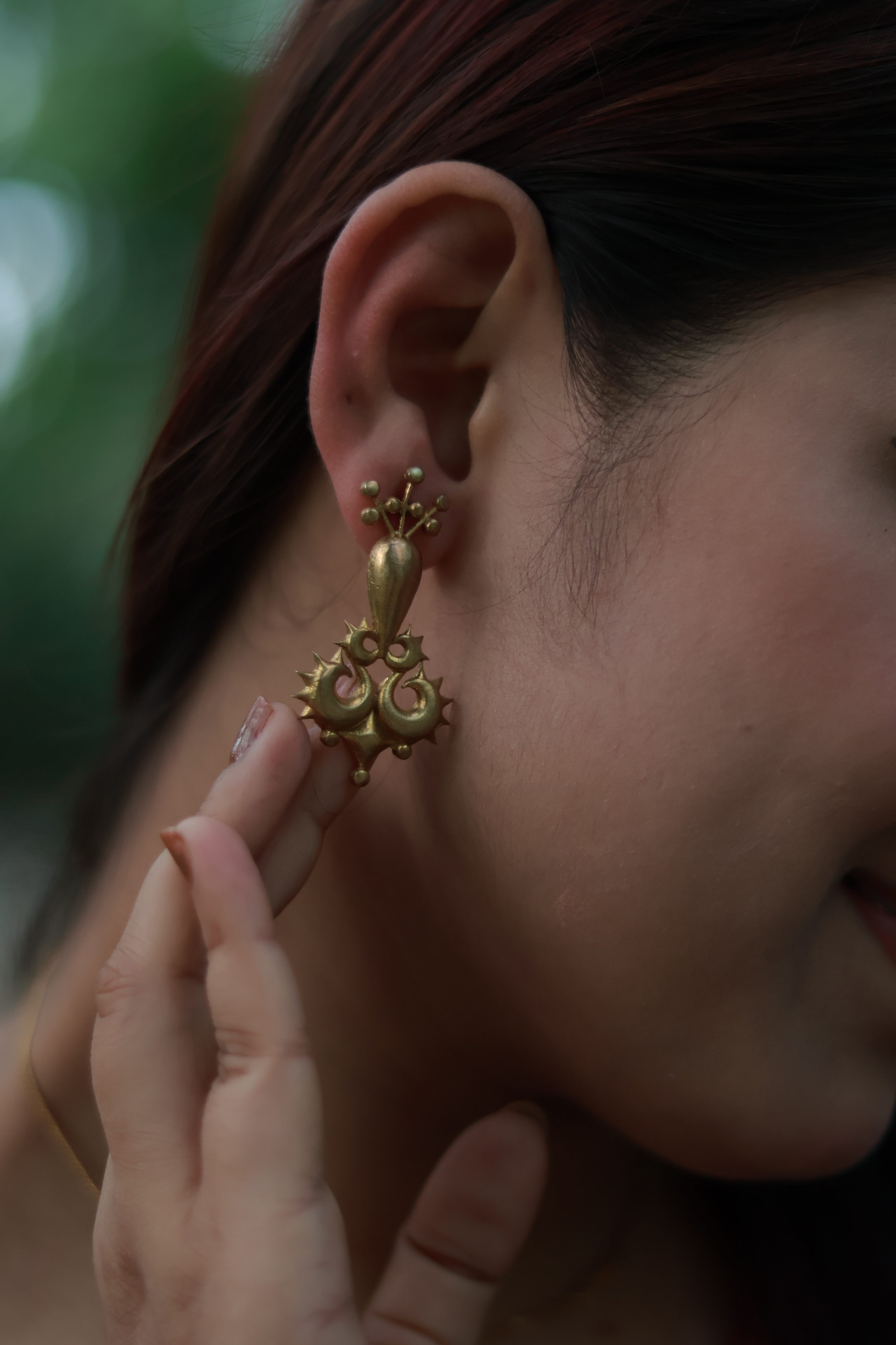 Tribal Spiral • Brass Earrings