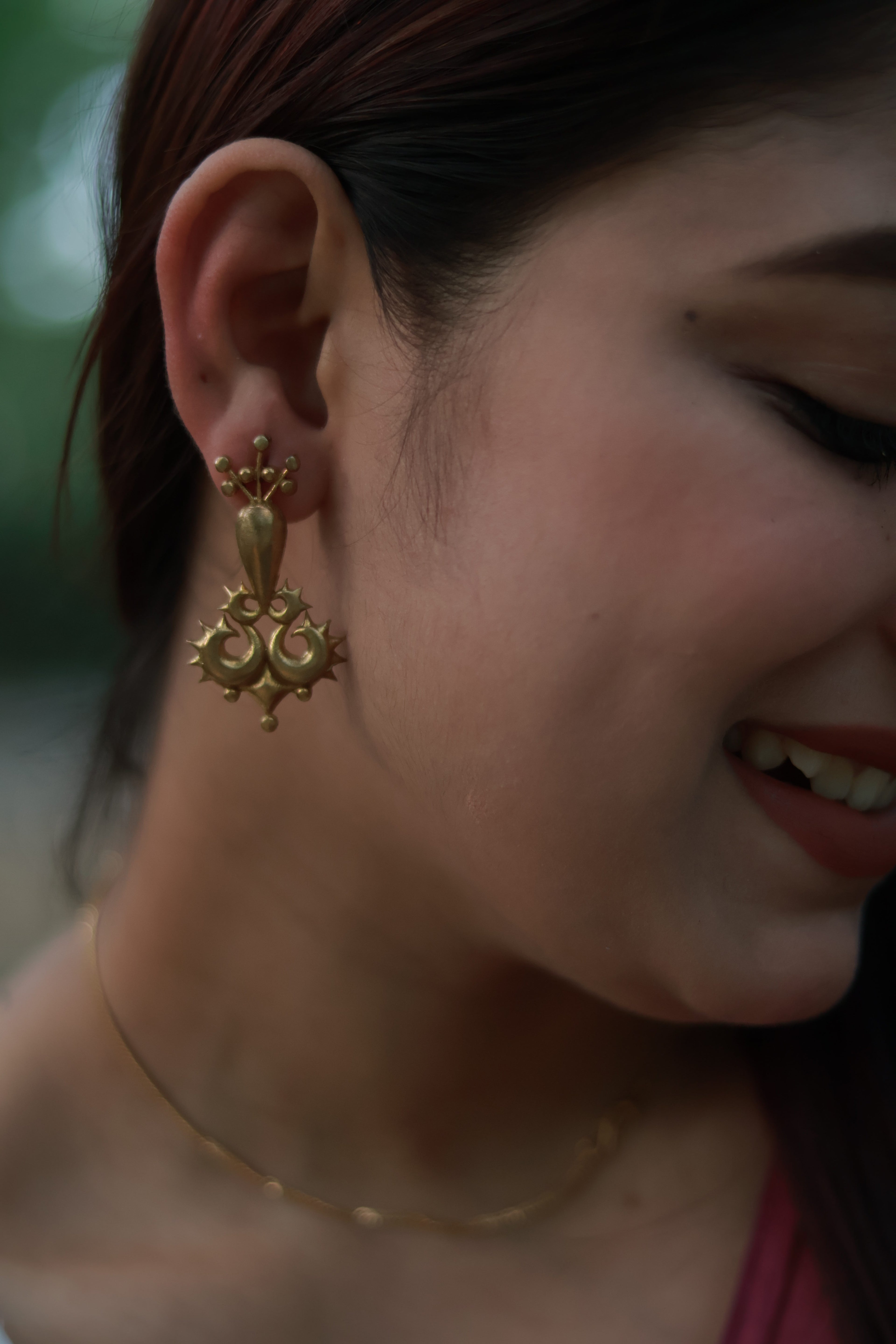Tribal Spiral • Brass Earrings