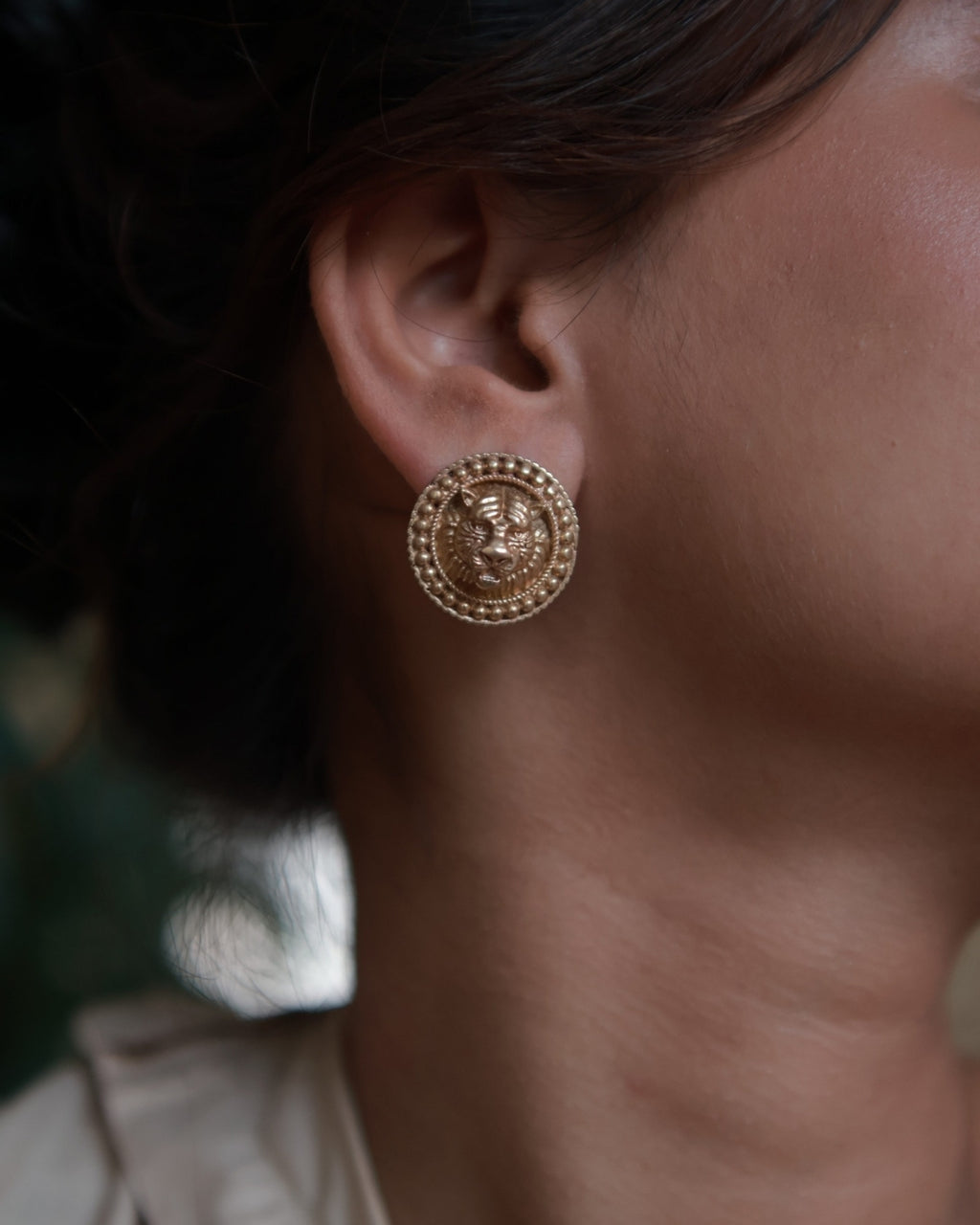 Lion • Brass Studs Earrings