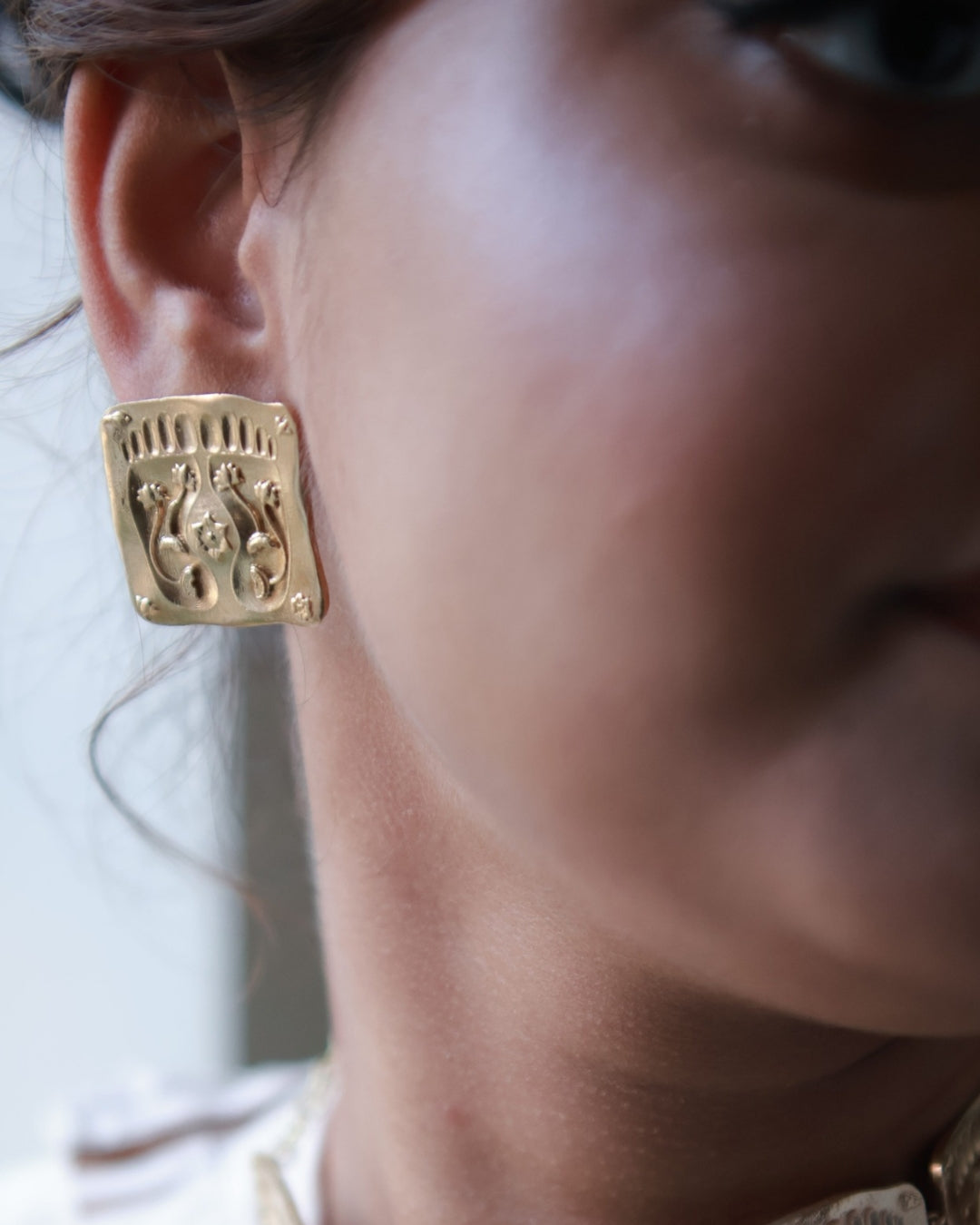 Lakshmi's Foot Imprint • Brass Earrings
