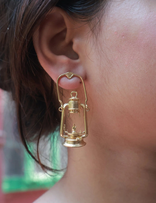 Lantern • Brass Earrings