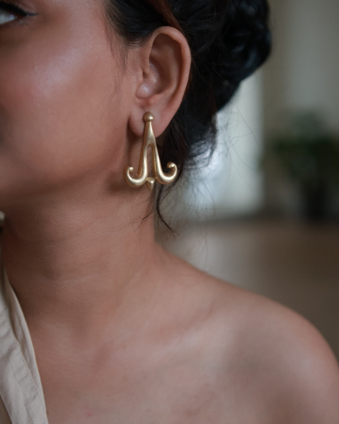 Sculptural Bell • Brass Earrings