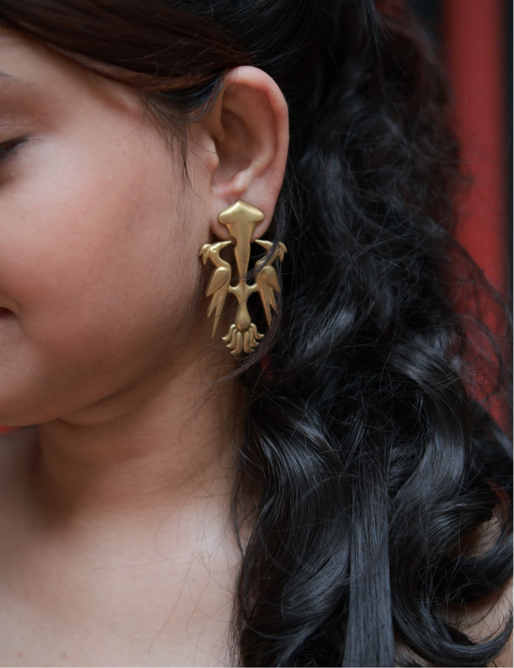 Woodpecker • Brass Earrings