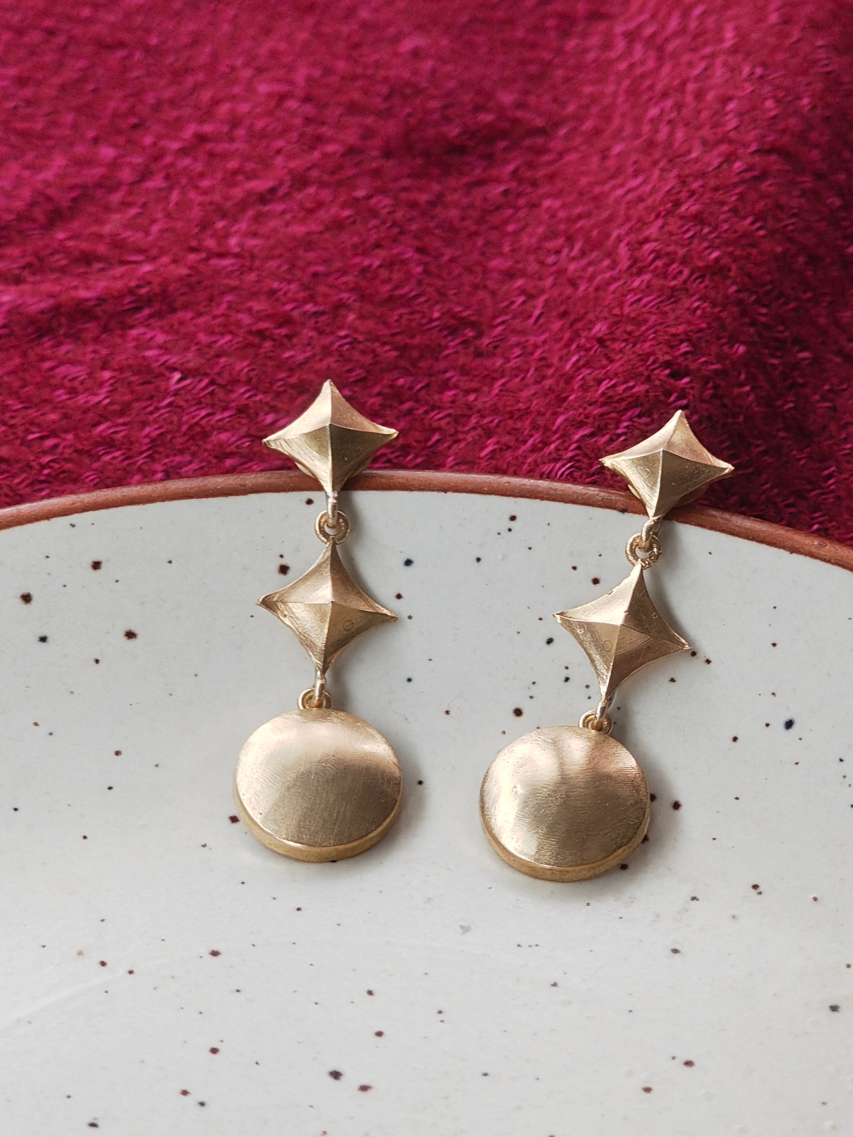 Diamond, Circles • Brass Earrings