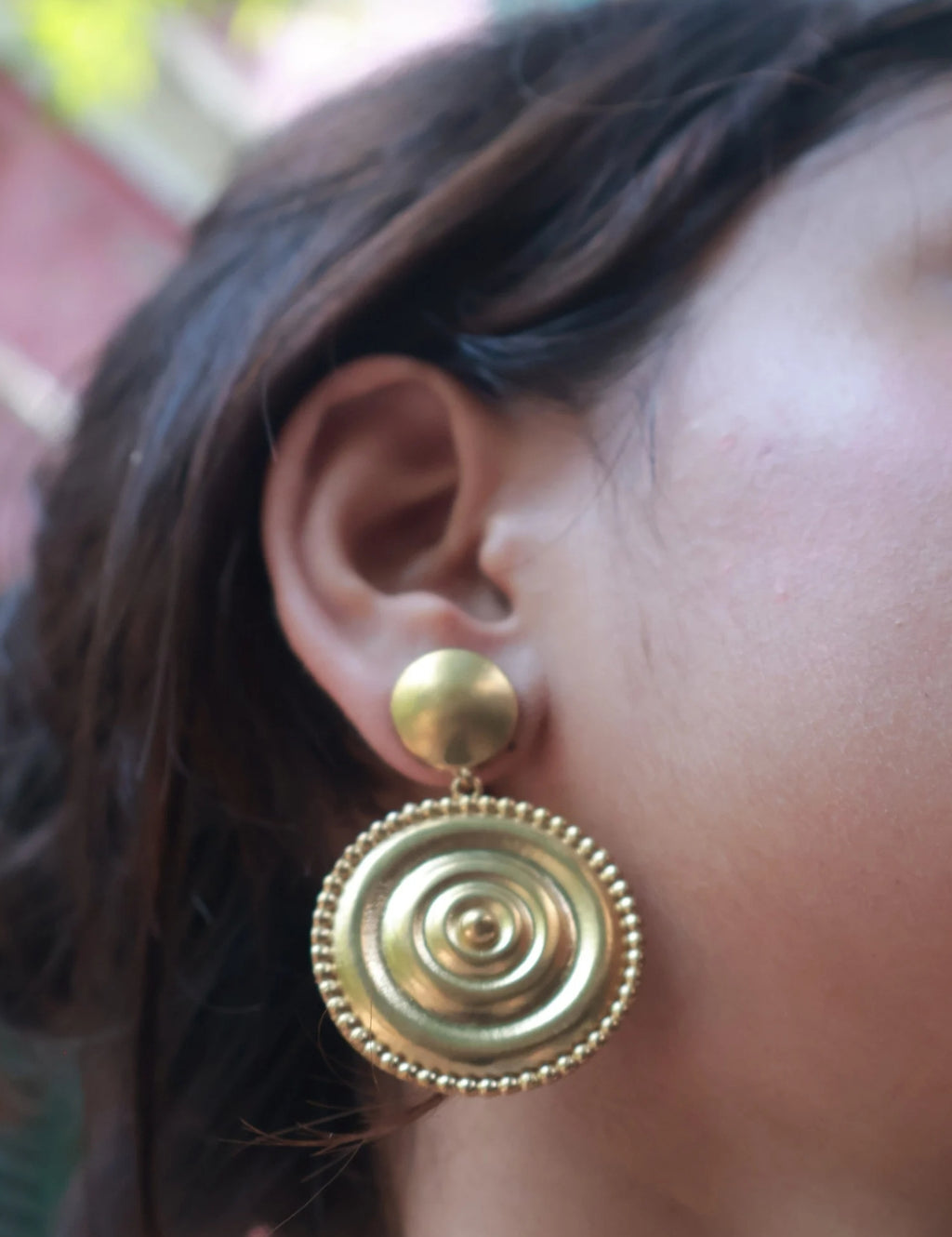 Spiral Circles Drop • Brass Earrings