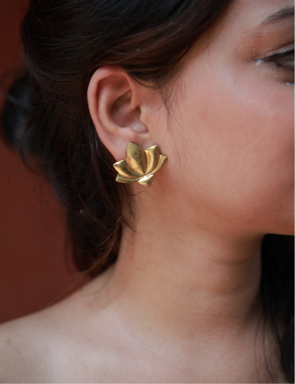 Lotus • Dual Detachable Brass Drop Earrings
