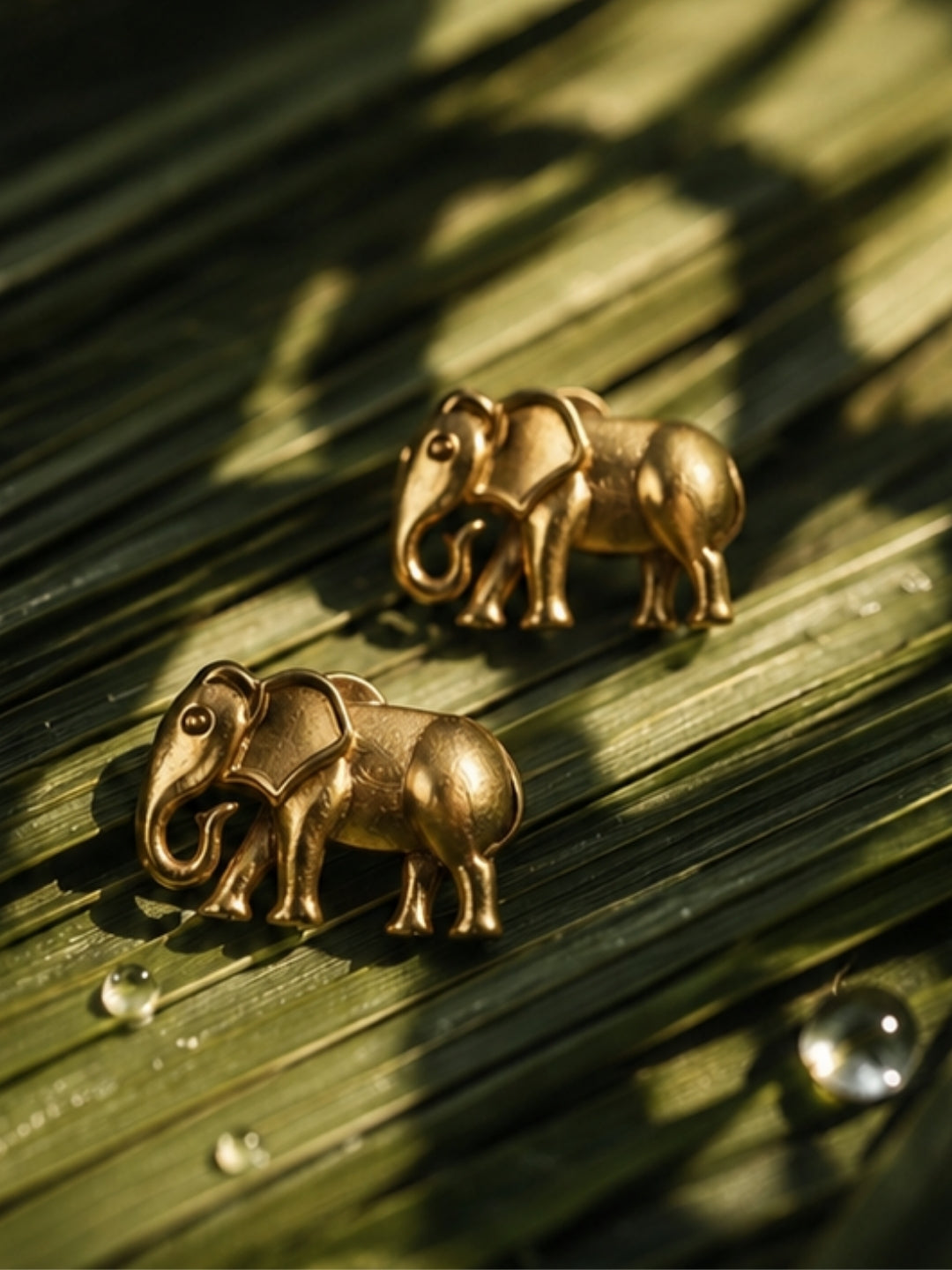 Elephant • Brass Earrings Studs