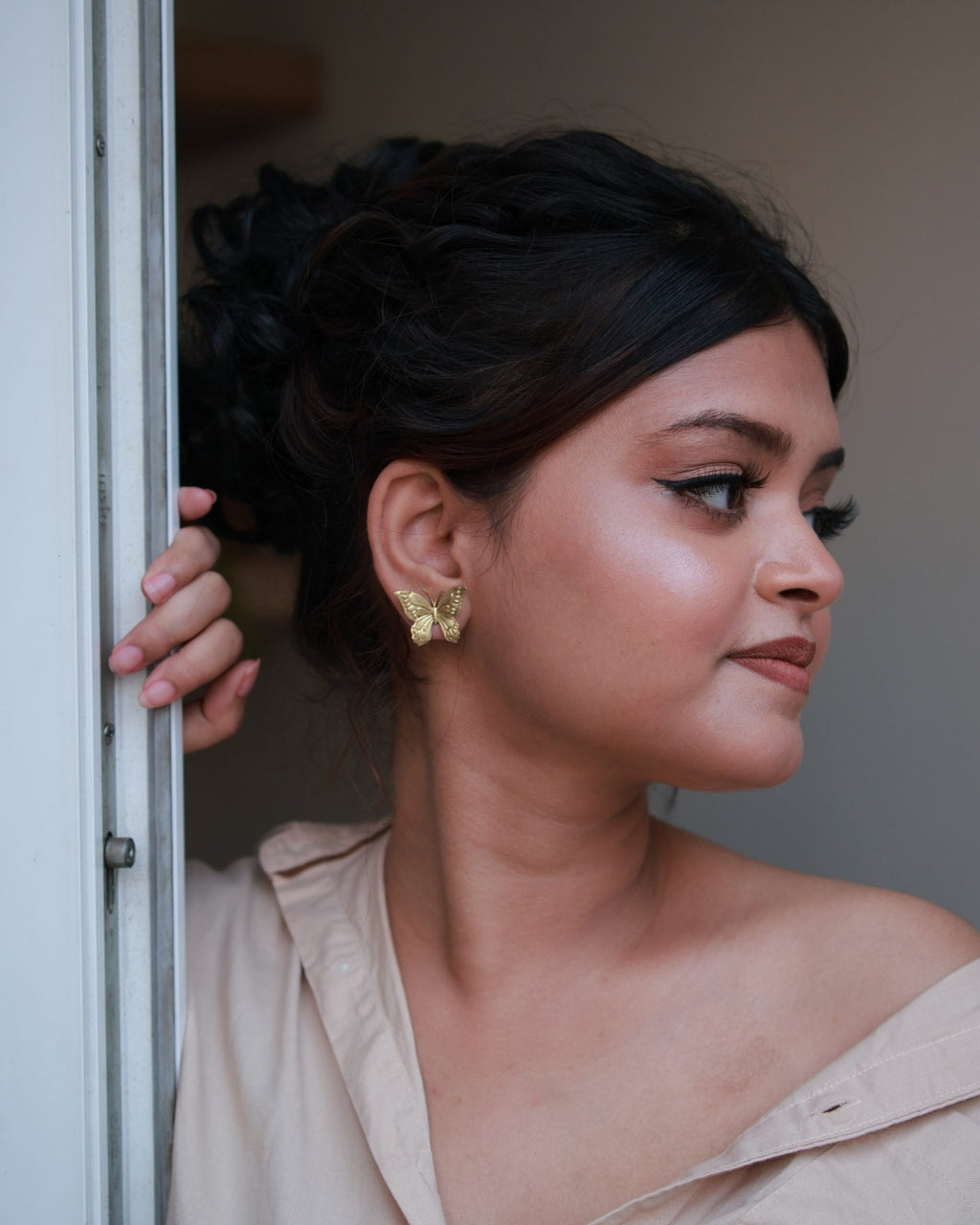 Butterfly • Brass Studs Earrings