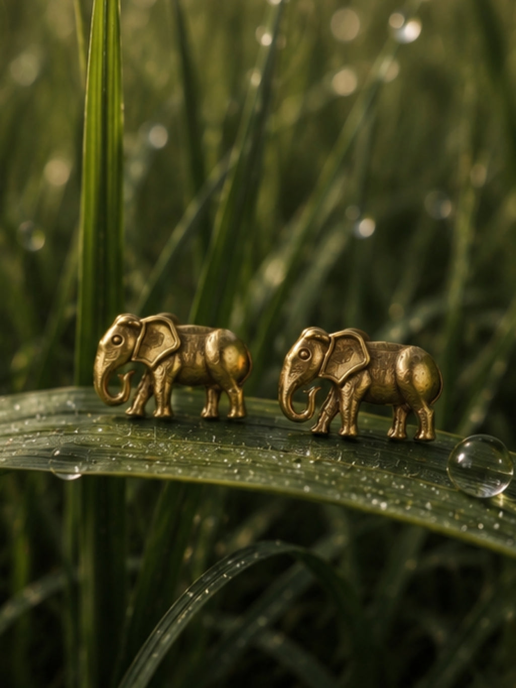 Elephant • Brass Earrings Studs