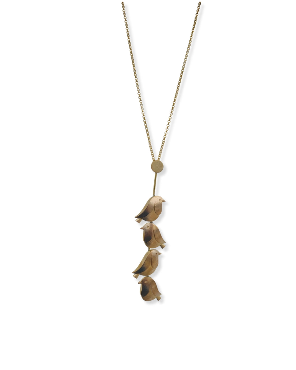 Birds in a Clothing Line (1) • Brass Pendant with Chain
