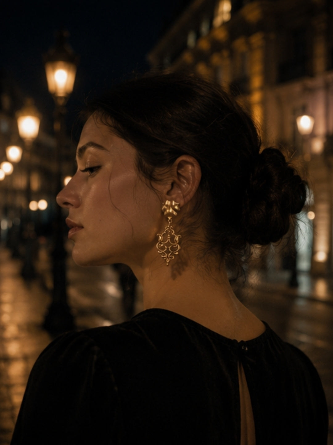 Antique Lotus • Brass Drop Earrings