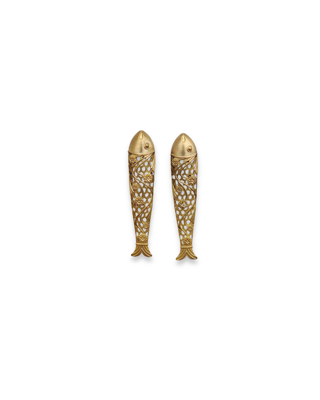Floral Fish • Brass Studs Earrings
