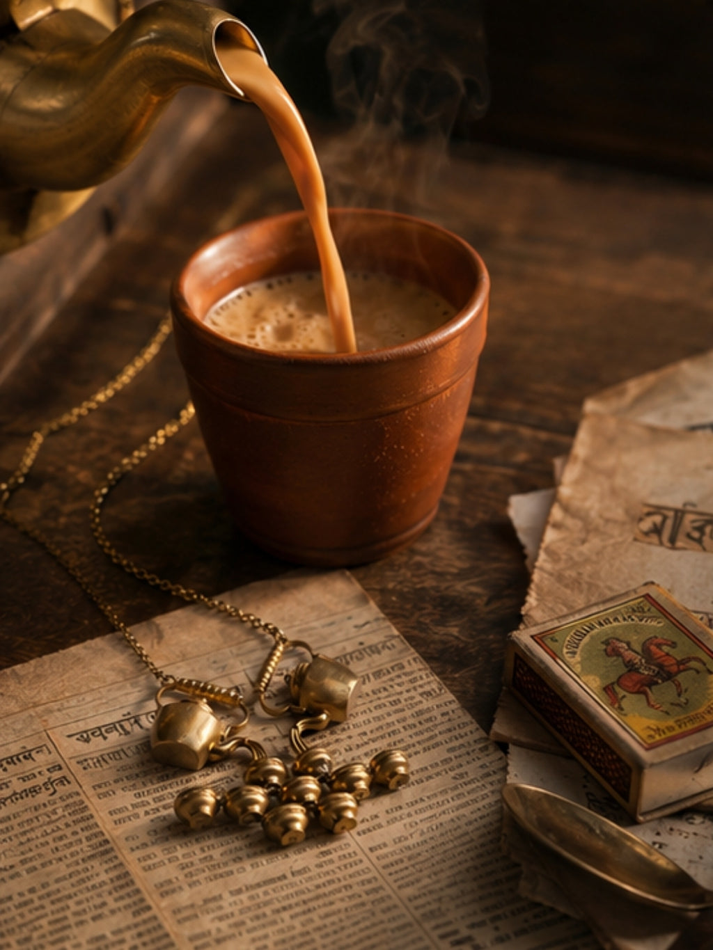 Pouring Tea Kettle • Brass Pendant Chain