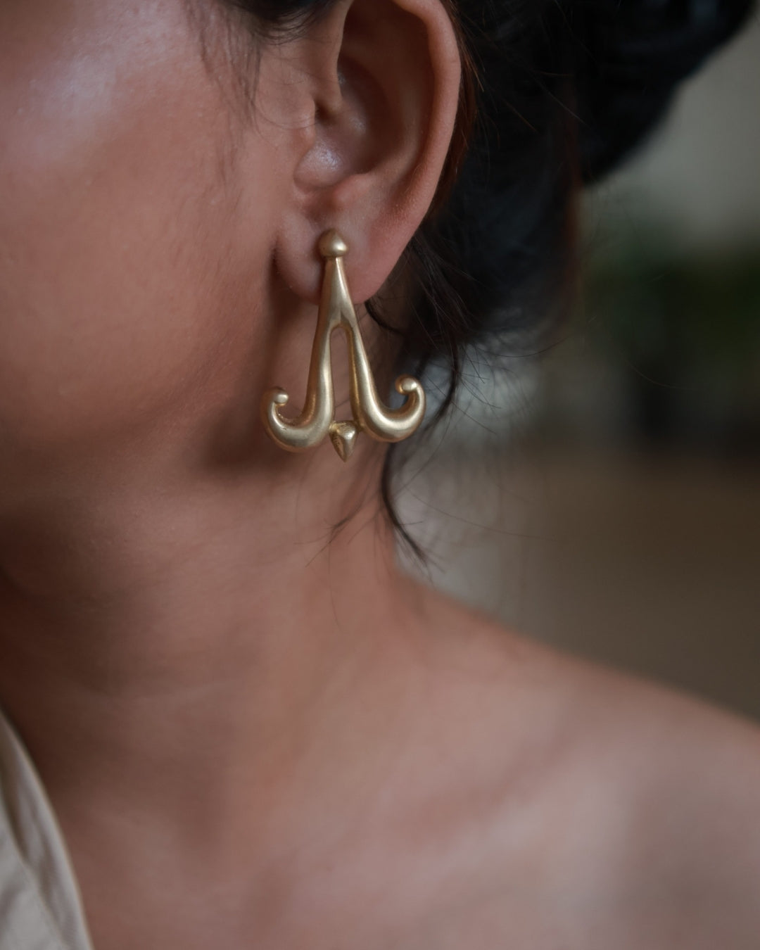 Sculptural Bell • Brass Earrings