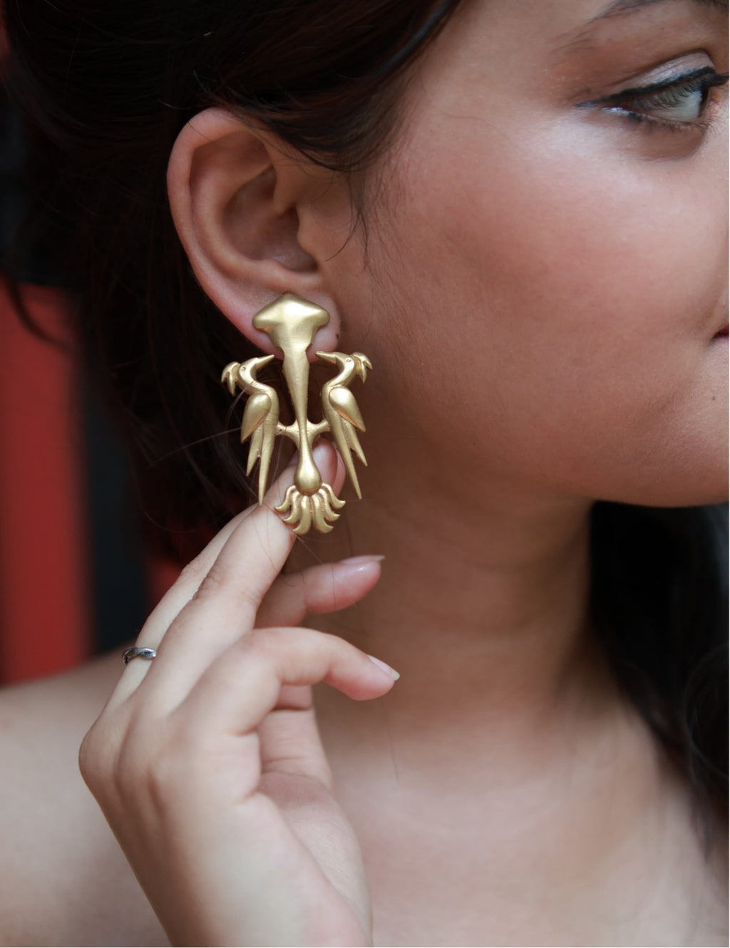 Woodpecker • Brass Earrings