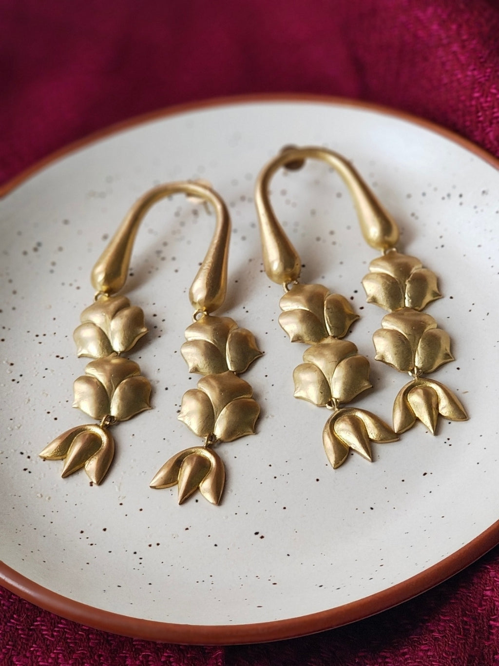 Lotus Danglers • Brass Earrings