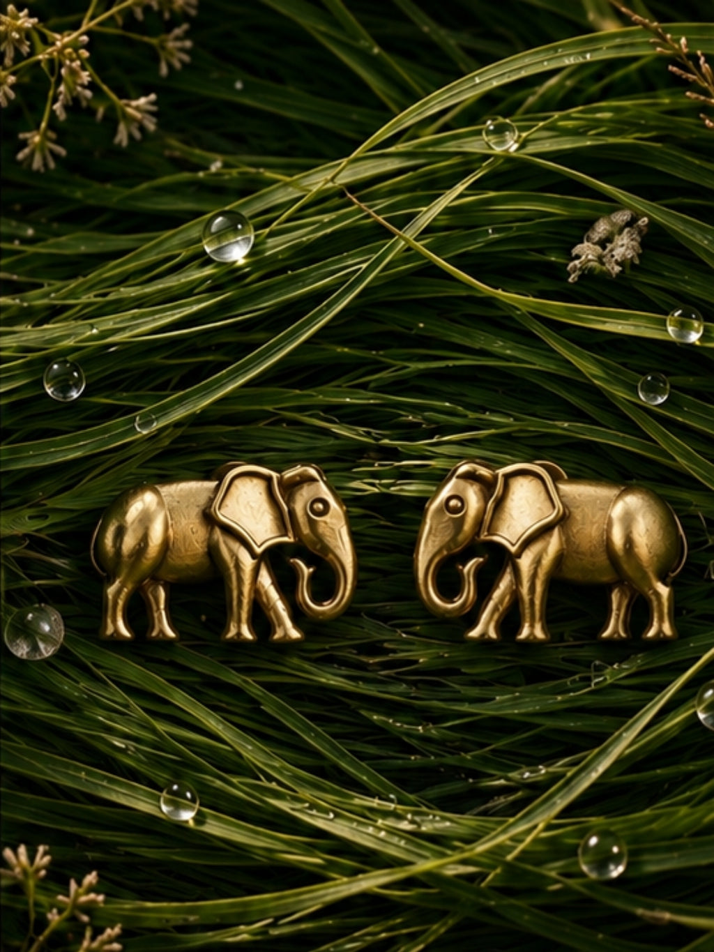 Elephant • Brass Earrings Studs