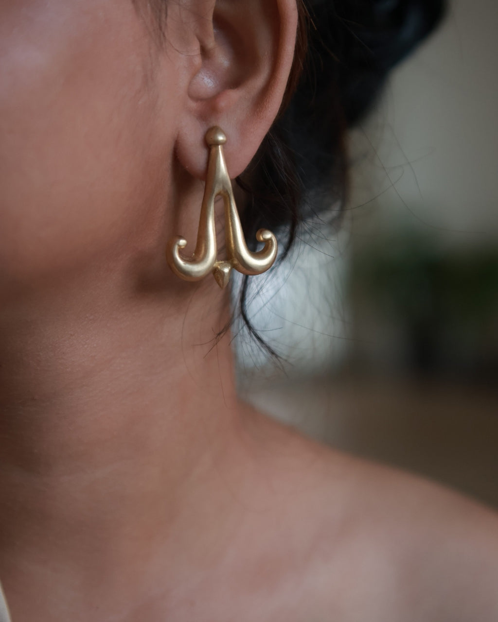 Sculptural Bell • Brass Earrings