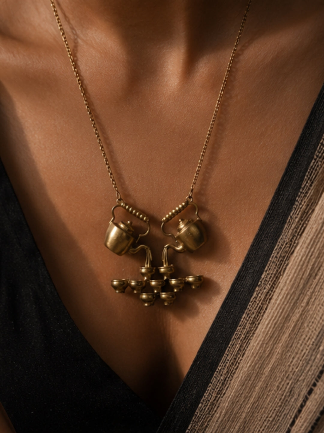 Pouring Tea Kettle • Brass Pendant Chain