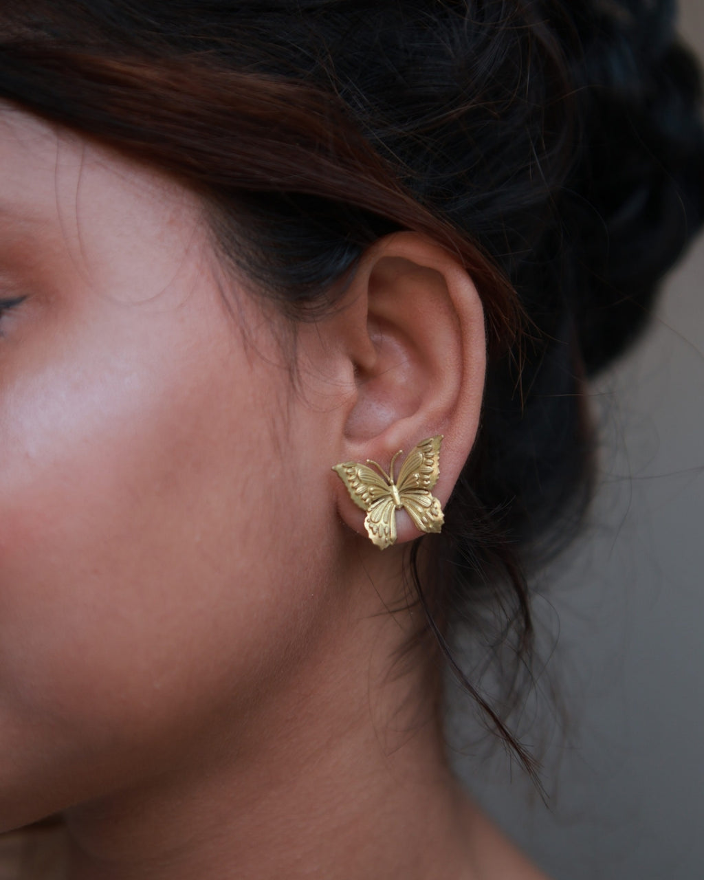 Butterfly • Brass Studs Earrings