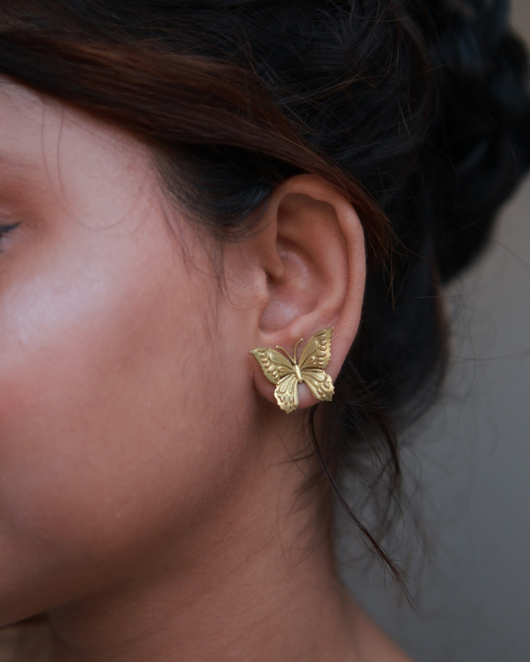 Butterfly • Brass Studs Earrings