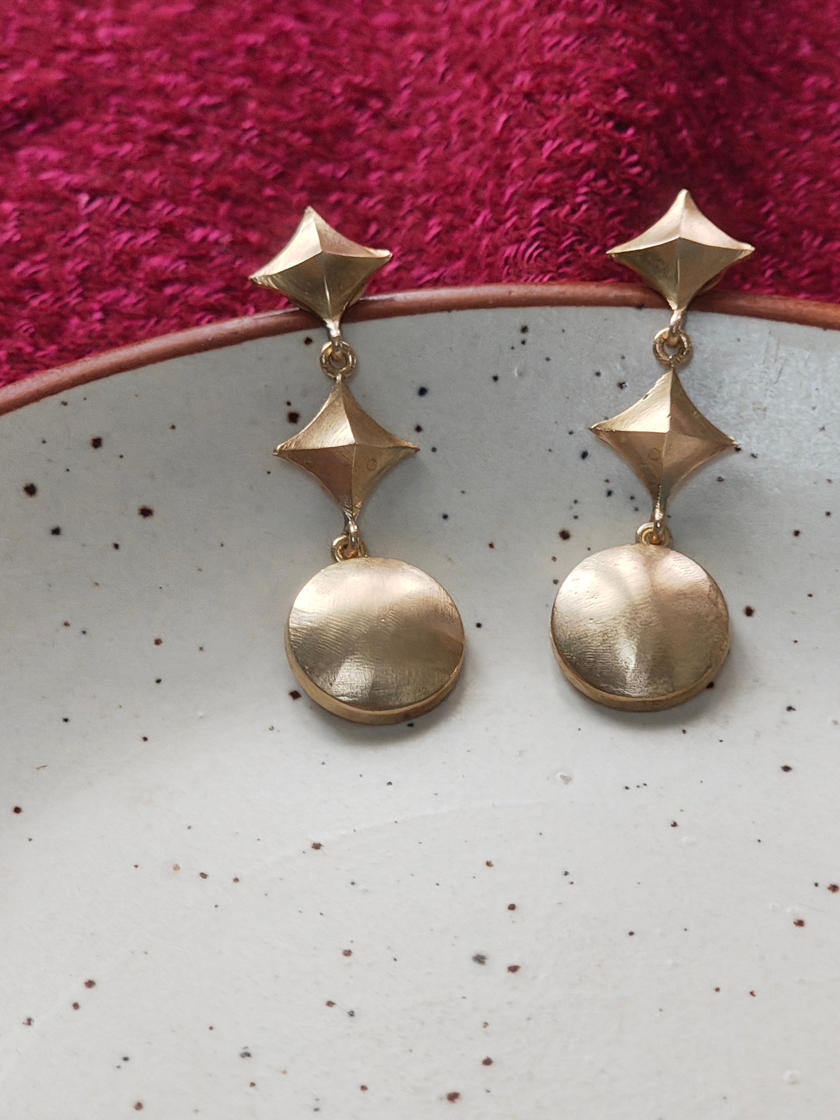 Diamond, Circles • Brass Earrings