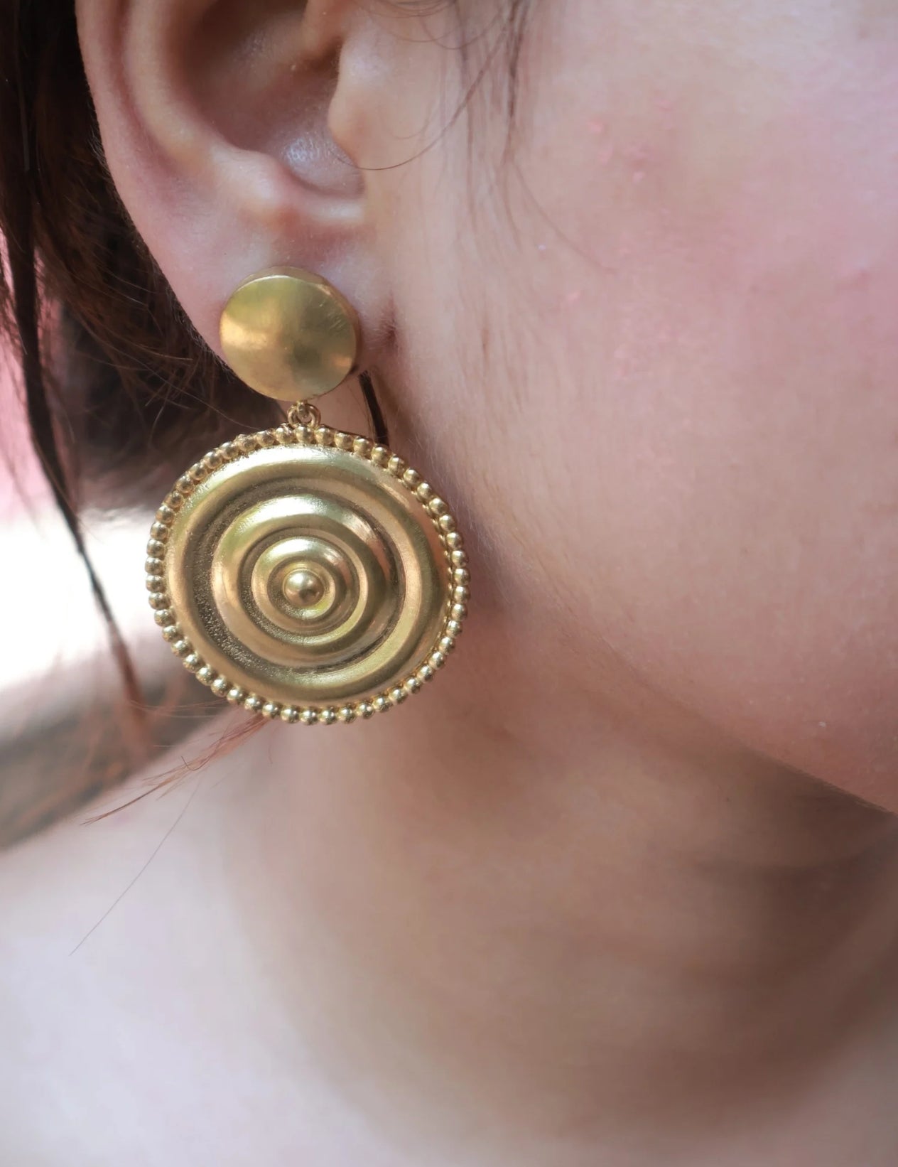 Spiral Circles Drop • Brass Earrings