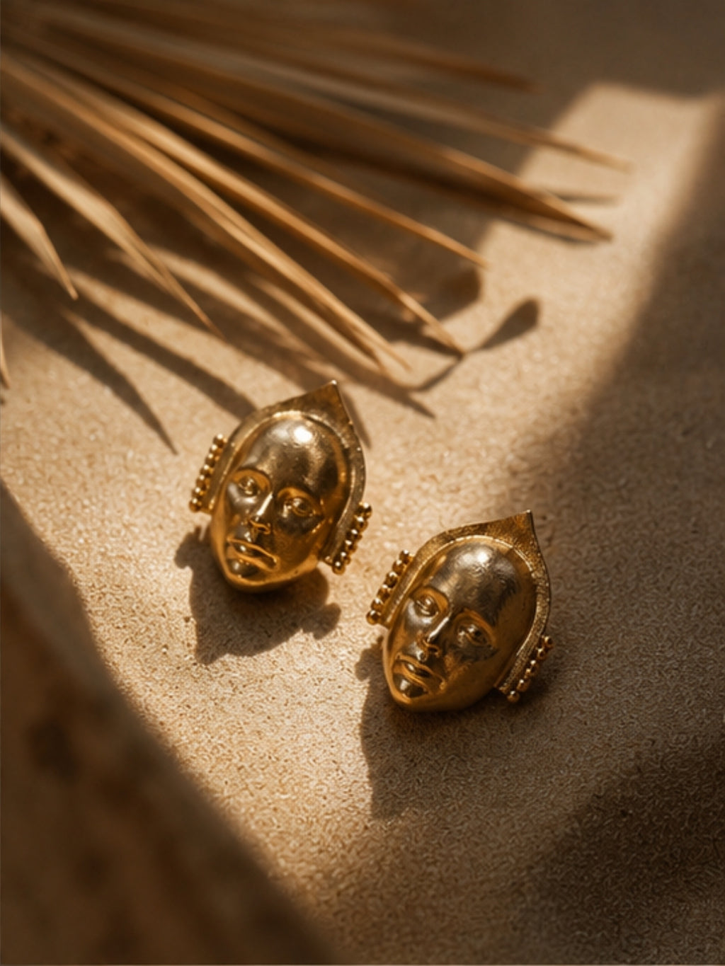 Mask • Brass Stud Earrings