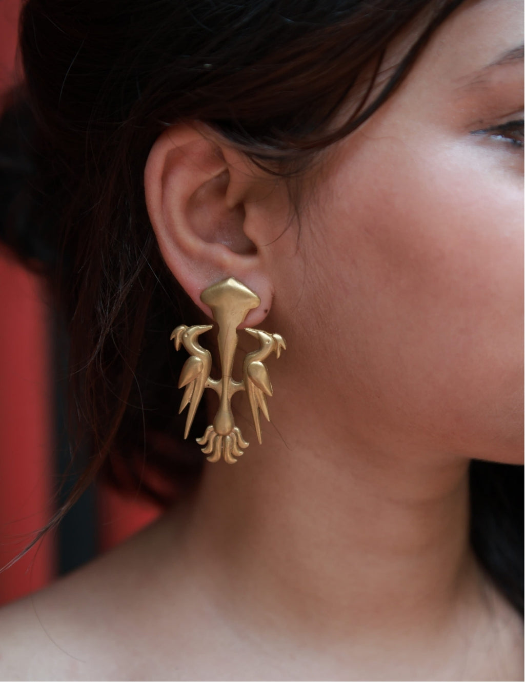 Woodpecker • Brass Earrings