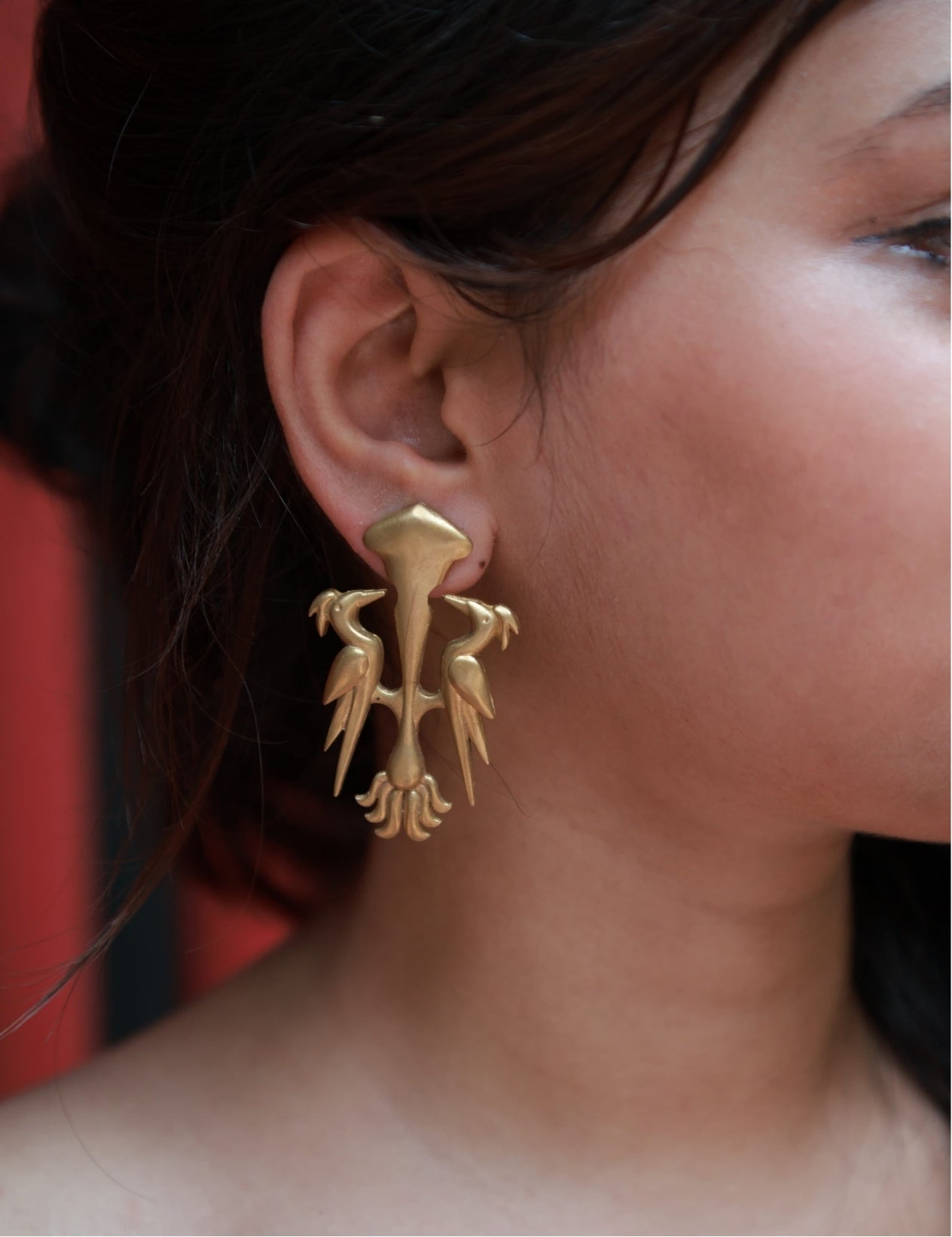 Woodpecker • Brass Earrings