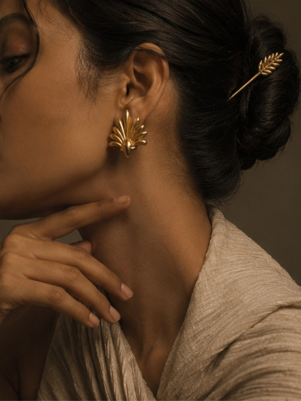 Leaves • Brass Studs Earrings