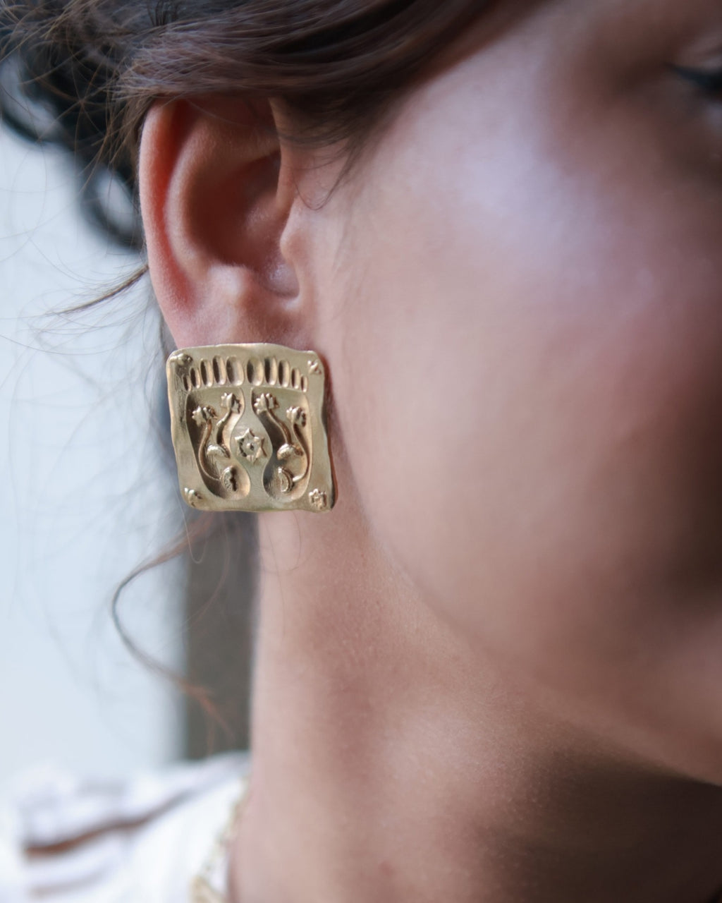 Lakshmi's Foot Imprint • Brass Earrings