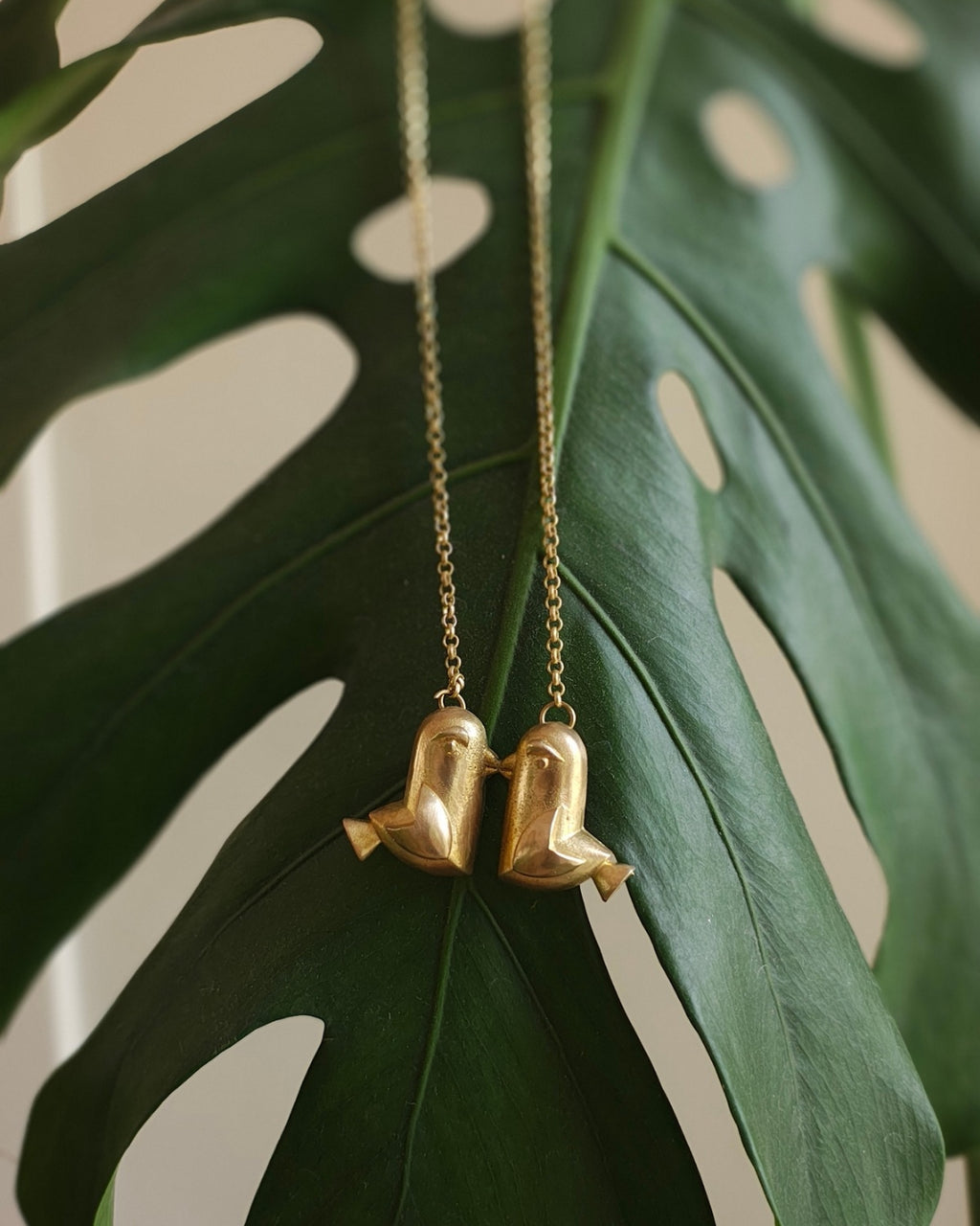 Funny Little Birds • Brass Pendant with Chain