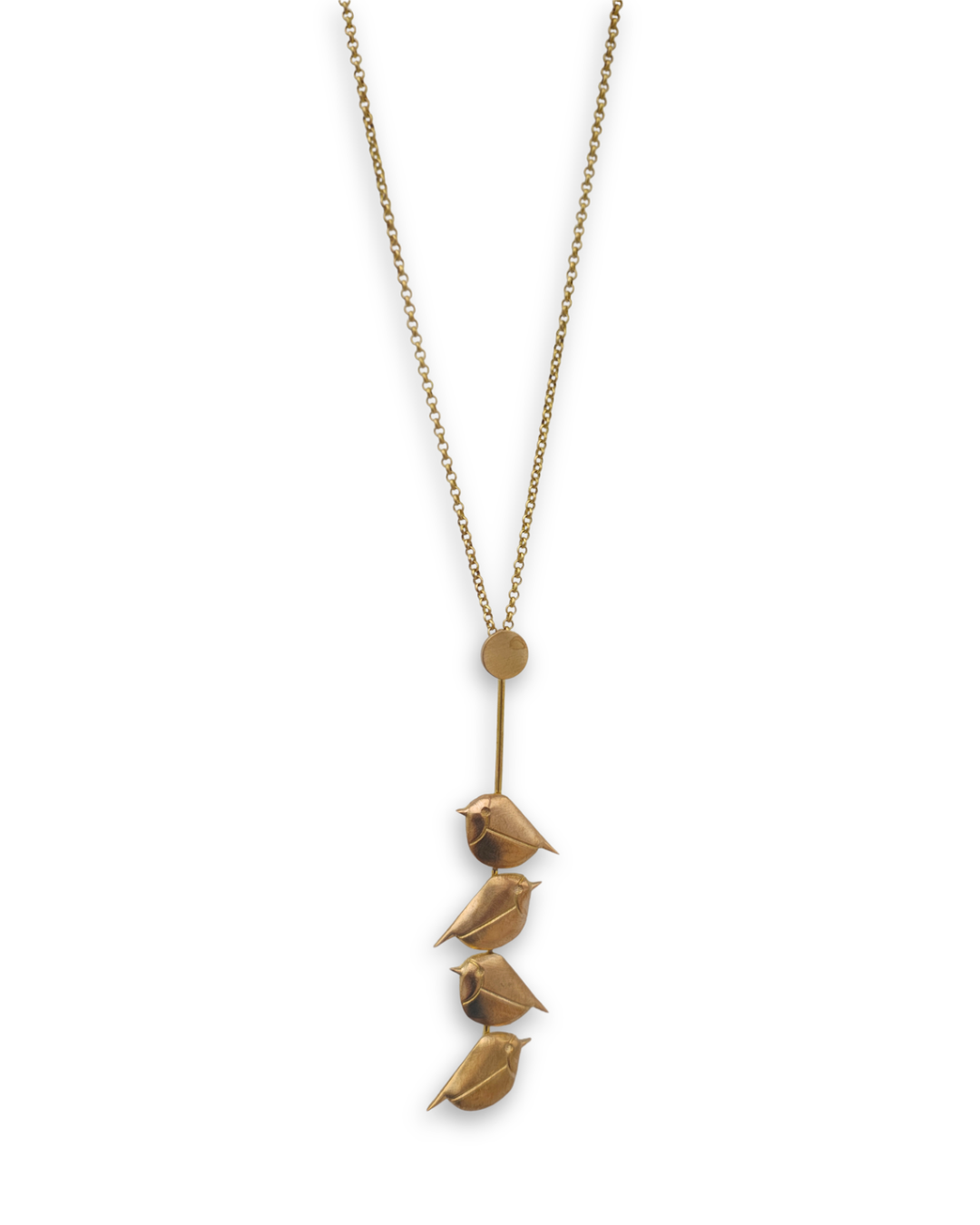 Birds in a Clothing Line (2) • Brass Pendant with Chain