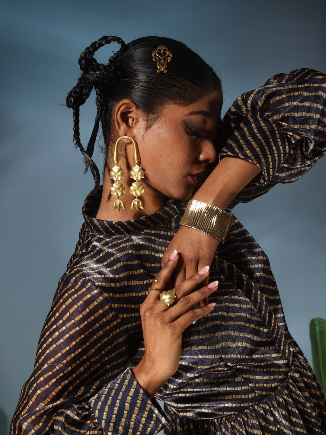 Lotus Danglers • Brass Earrings