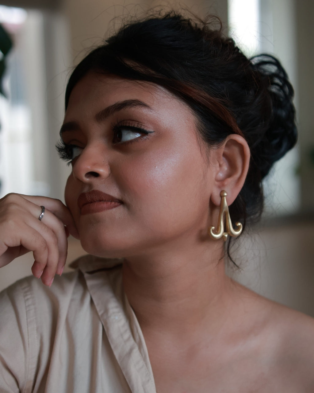 Sculptural Bell • Brass Earrings