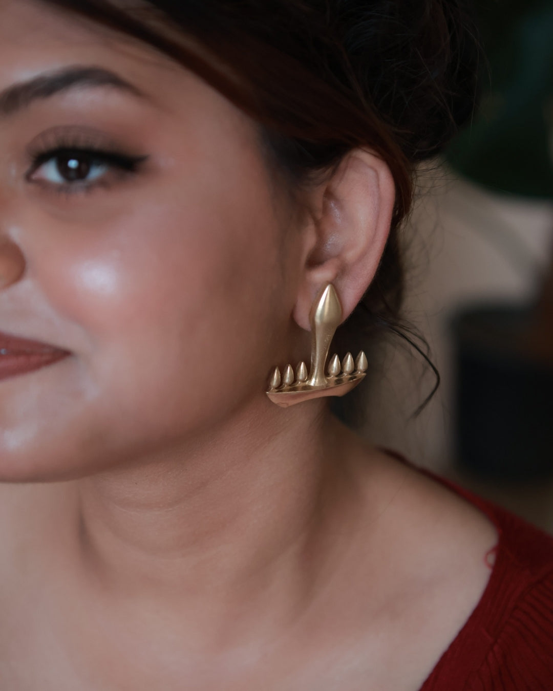 Abstract Sculpture • Brass Studs Earrings