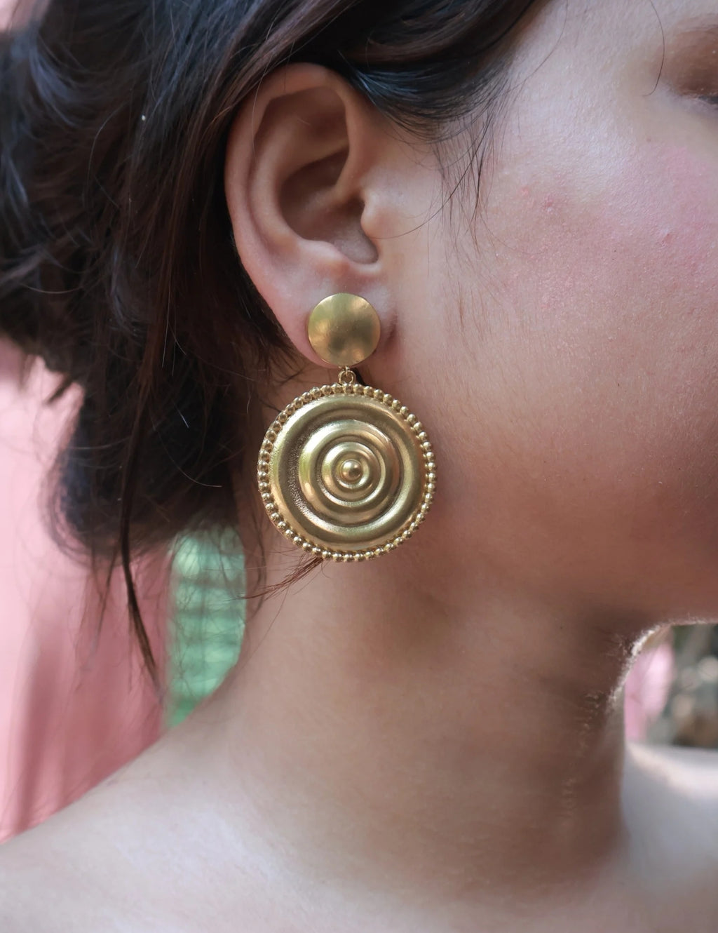 Spiral Circles Drop • Brass Earrings