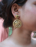 Spiral Circles Drop • Brass Earrings