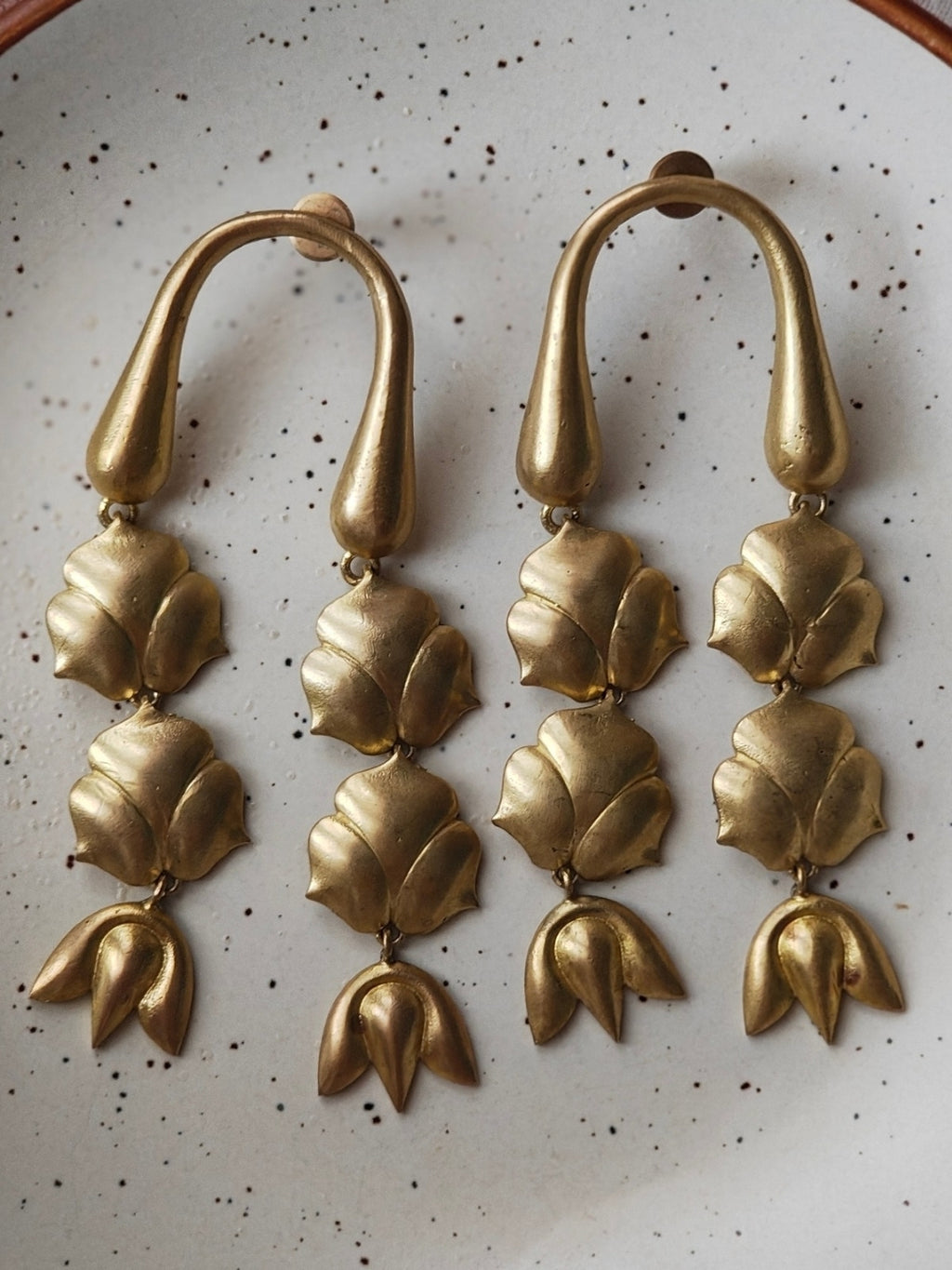 Lotus Danglers • Brass Earrings