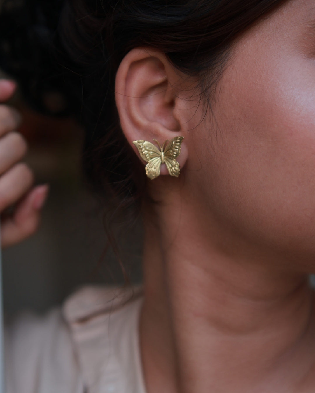 Butterfly • Brass Studs Earrings