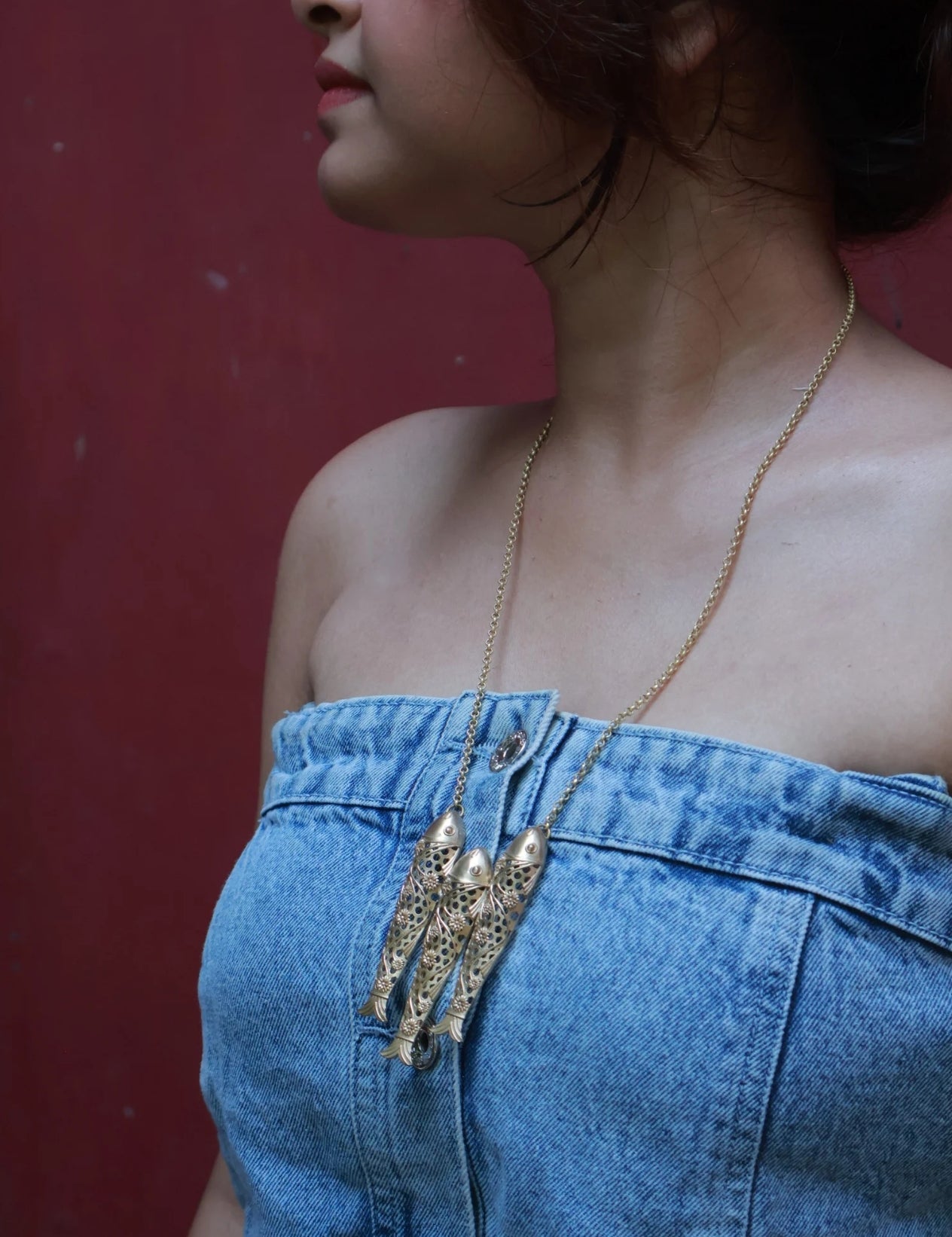 Three Fishes Together • Brass Pendant with Chain
