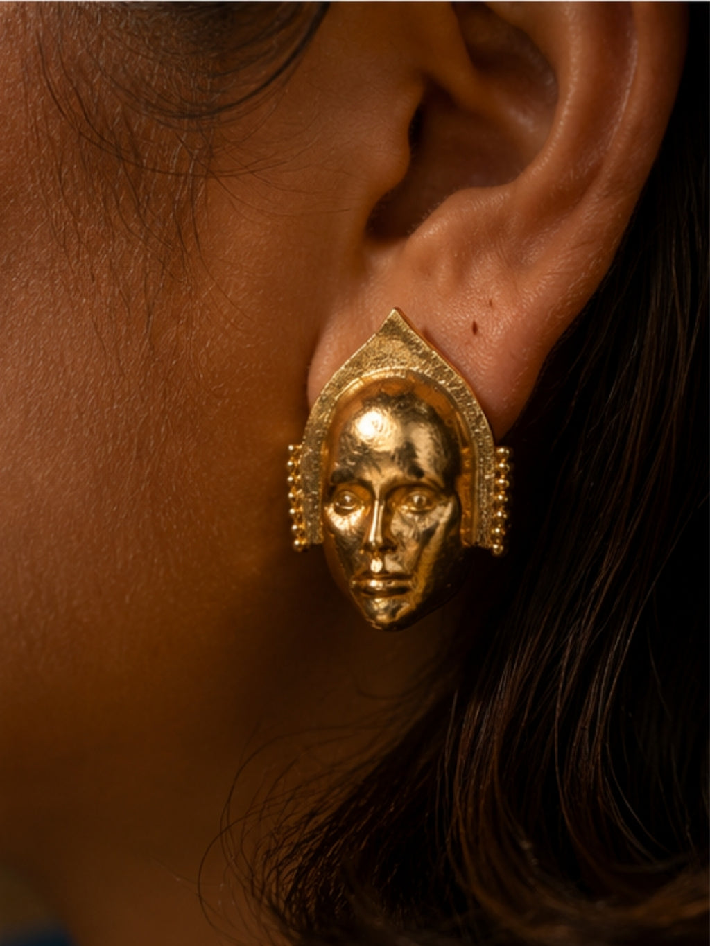 Mask • Brass Stud Earrings