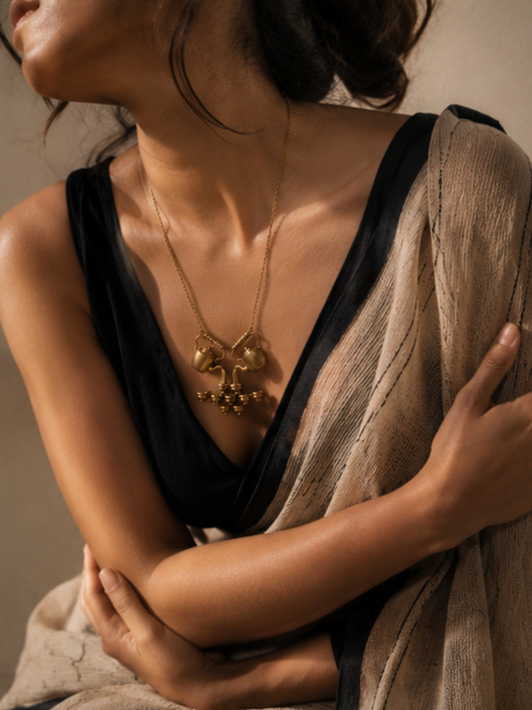 Pouring Tea Kettle • Brass Pendant Chain