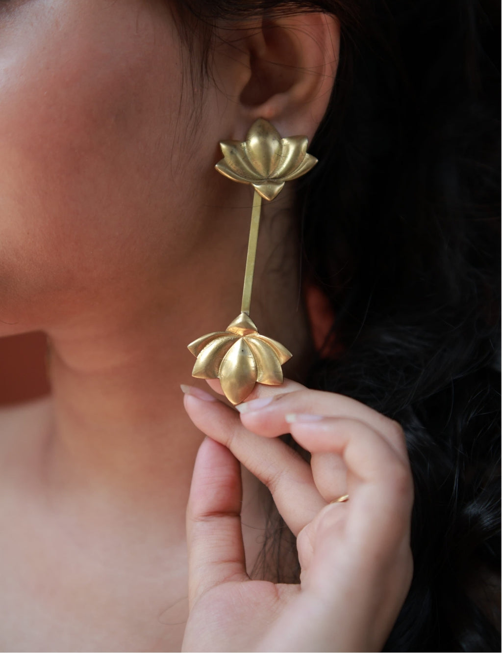 Lotus • Dual Detachable Brass Drop Earrings