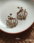 Four Leaves • Brass Earrings • Necpiece • Set--Crimson Braid -Collection State:Individual Object: Earrings-Crimson Braid 