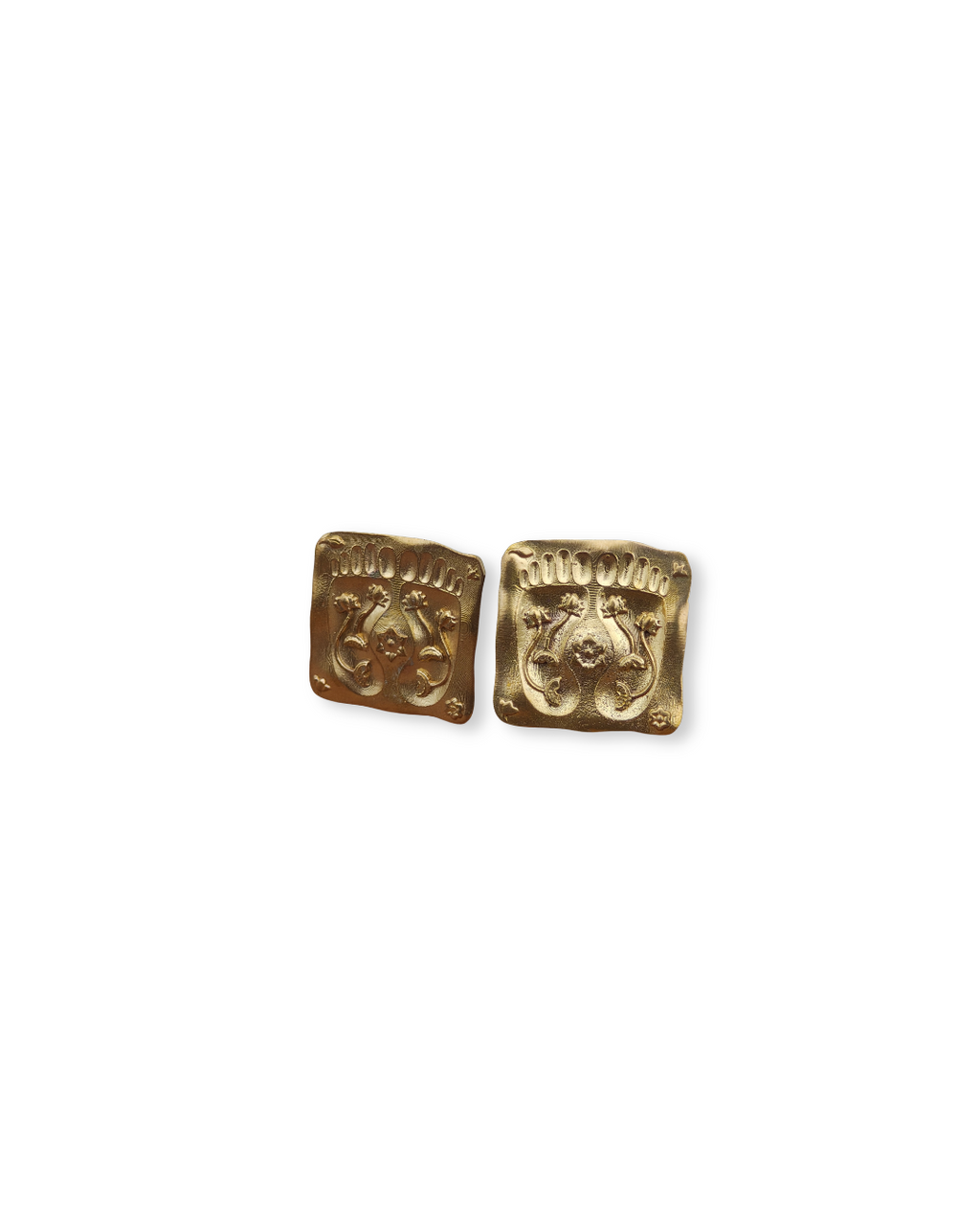 Lakshmi's Foot Imprint • Brass Earrings