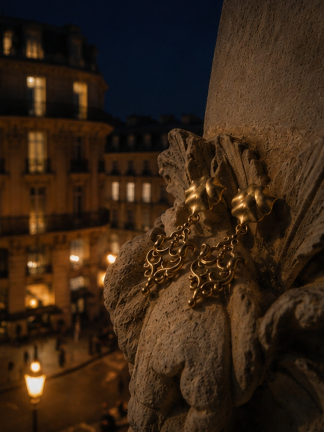 Antique Lotus • Brass Drop Earrings