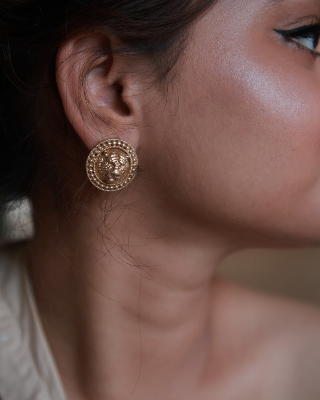 Lion • Brass Studs Earrings